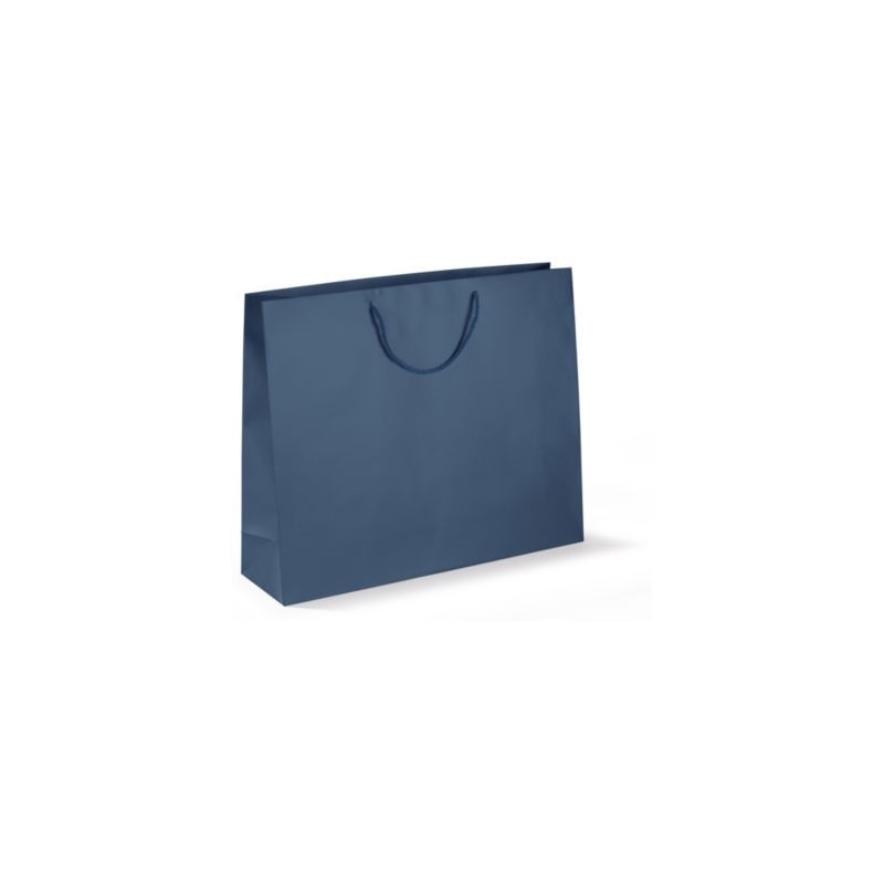 Sac pelliculé mat bleu nuit à poignées cordelières 55 x 45 x 15 cm - Paquet de 25