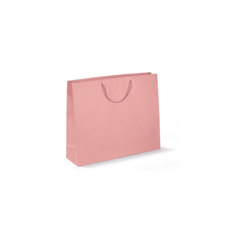 Sac pelliculé mat rose à poignées cordelières 55 x 45 x 15 cm - Paquet de 25