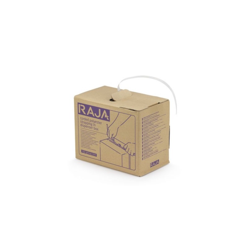 Feuillard textile fil à fil en boîte distributrice RAJA 13 mm x 250 m
