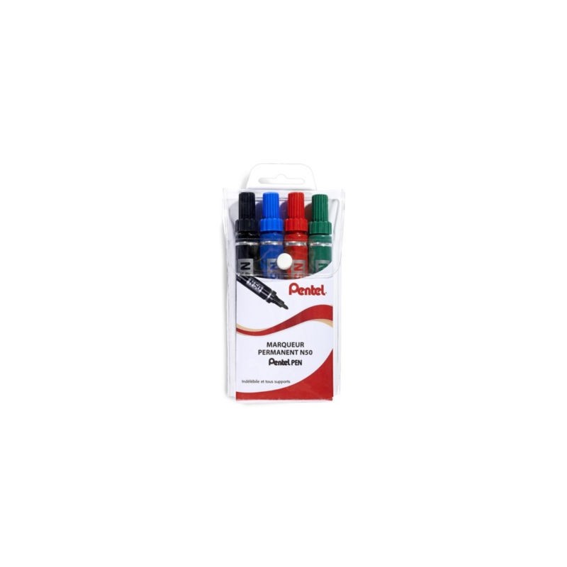 Marqueur permanent en pochette moyenne conique mm assorti PENTEL - Lot de 2
