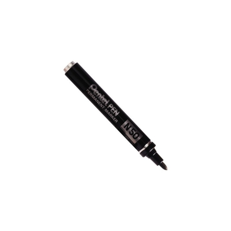 Marqueur indélébile N50 PENTEL pointe moyenne conique noir - Lot de 12