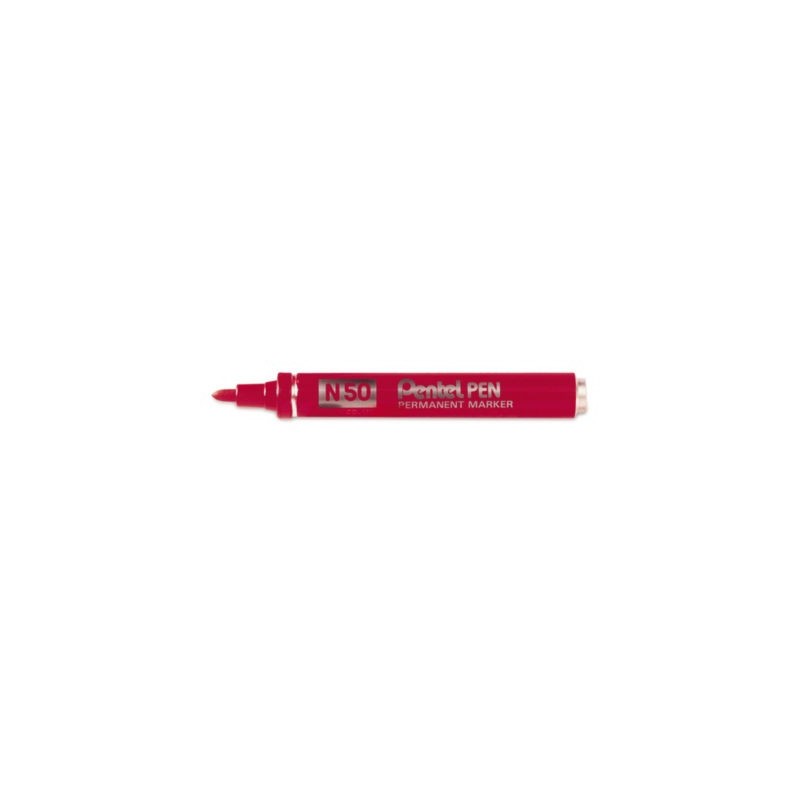 Marqueur indélébile N50 PENTEL pointe moyenne conique rouge - Lot de 12