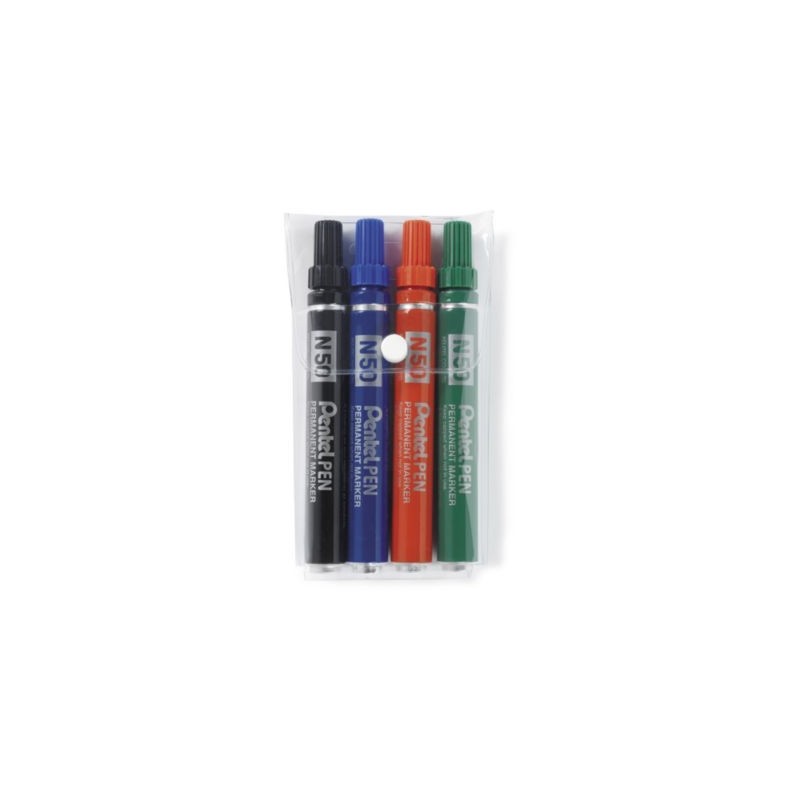 Marqueur permanent en pochette moyenne biseautée mm assorti PENTEL - Lot de 2