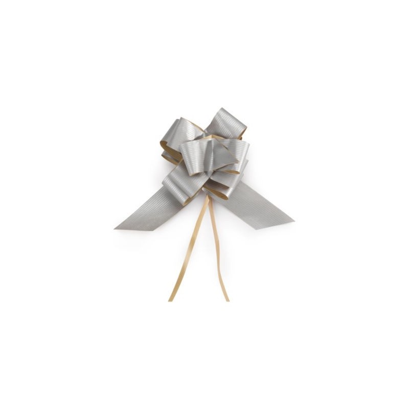 Nœud papier argent diamètre 12 cm - Paquet de 30