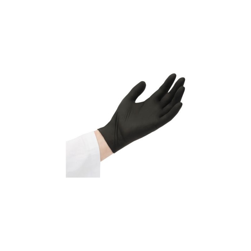 Gants nitrile noirs non poudrés T7 - Paquet de 100