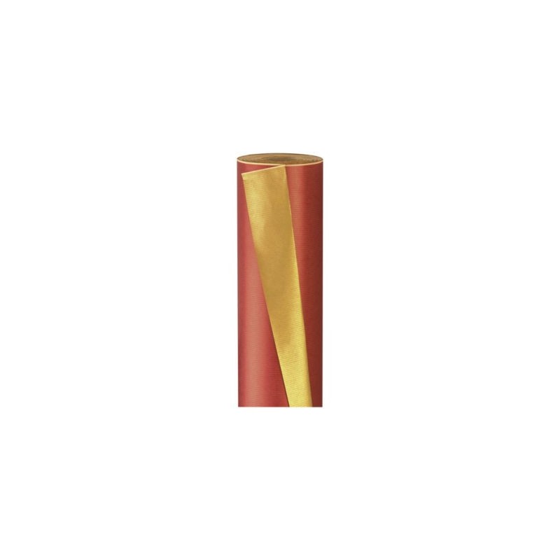 Papier cadeau kraft réversible rouge / or 70 cm x 50 m