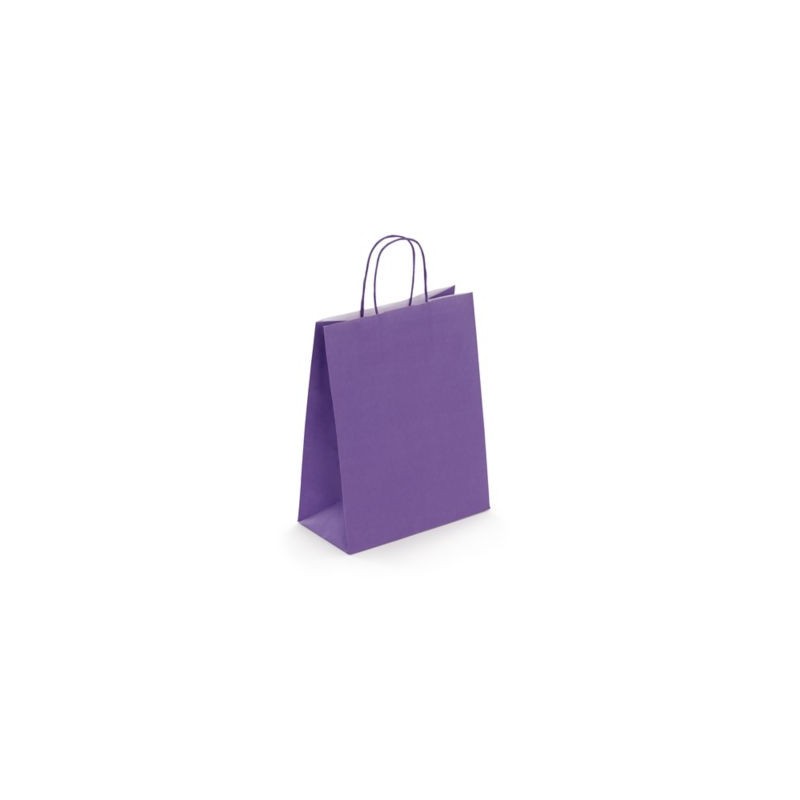 Sac kraft intérieur blanc lisse prune à poignées torsadées RAJA 23 x 30 x 12 cm - Paquet de 50