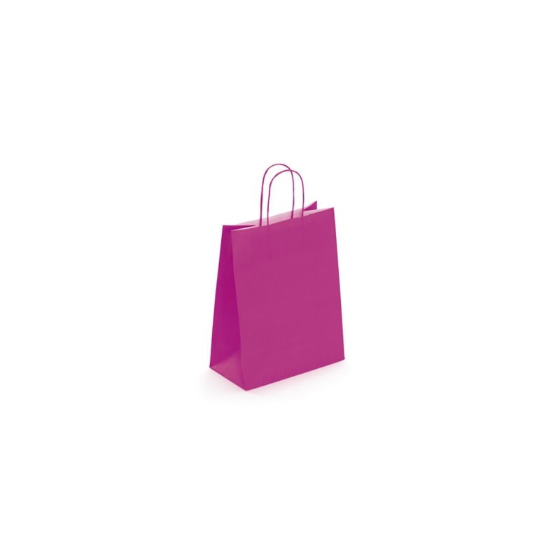 Sac kraft intérieur blanc lisse rose indien à poignées torsadées RAJA 23 x 30 x 12 cm - Paquet de 50
