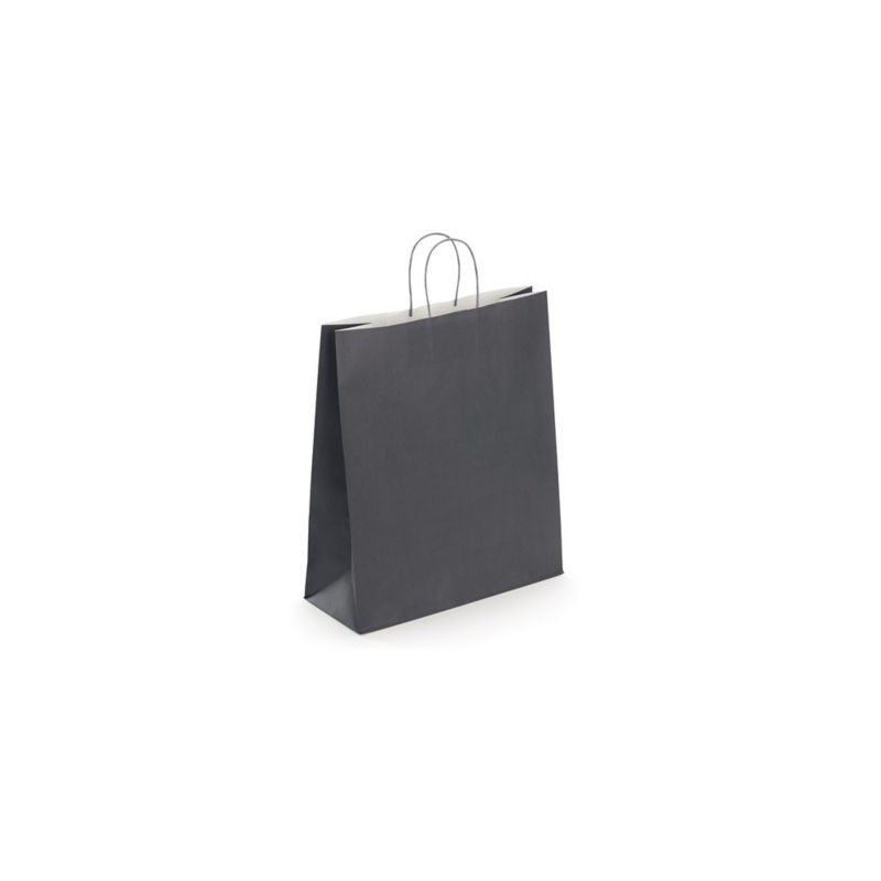Sac kraft intérieur blanc lisse gris à poignées torsadées RAJA 35 x 40 x 14 cm - Paquet de 50