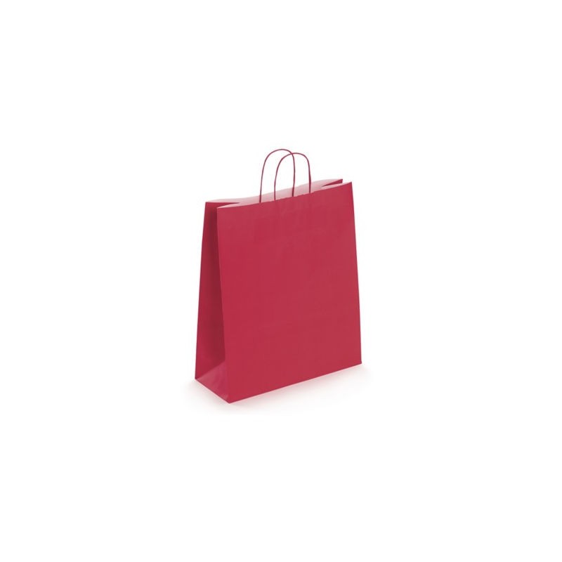 Sac kraft intérieur blanc lisse rouge à poignées torsadées RAJA 35 x 40 x 14 cm - Paquet de 50