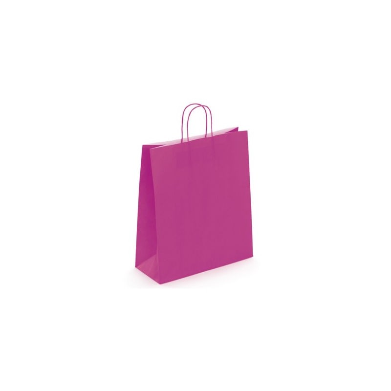 Sac kraft intérieur blanc lisse rose indien à poignées torsadées RAJA 35 x 40 x 14 cm - Paquet de 50