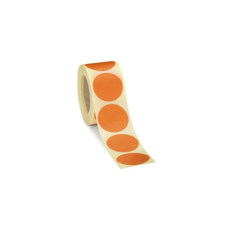 Pastille adhésive permanente fluo orange 30 mm - Paquet de 500