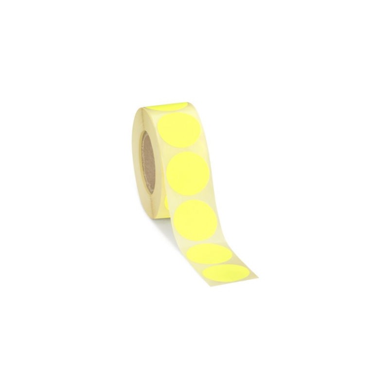 Pastille adhésive permanente fluo jaune 40 mm - Paquet de 500
