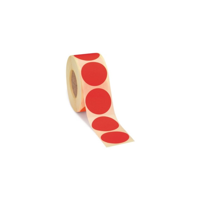 Pastille adhésive permanente fluo rouge 40 mm - Paquet de 500