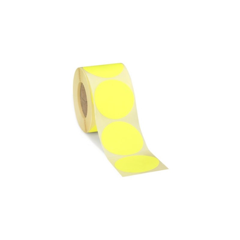 Pastille adhésive permanente fluo jaune 50 mm - Paquet de 500