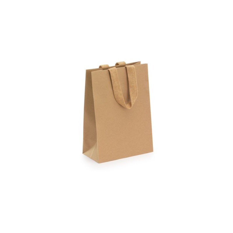 Sac kraft luxe naturel à poignées papier 19 x 27 x 10 cm - Paquet de 25