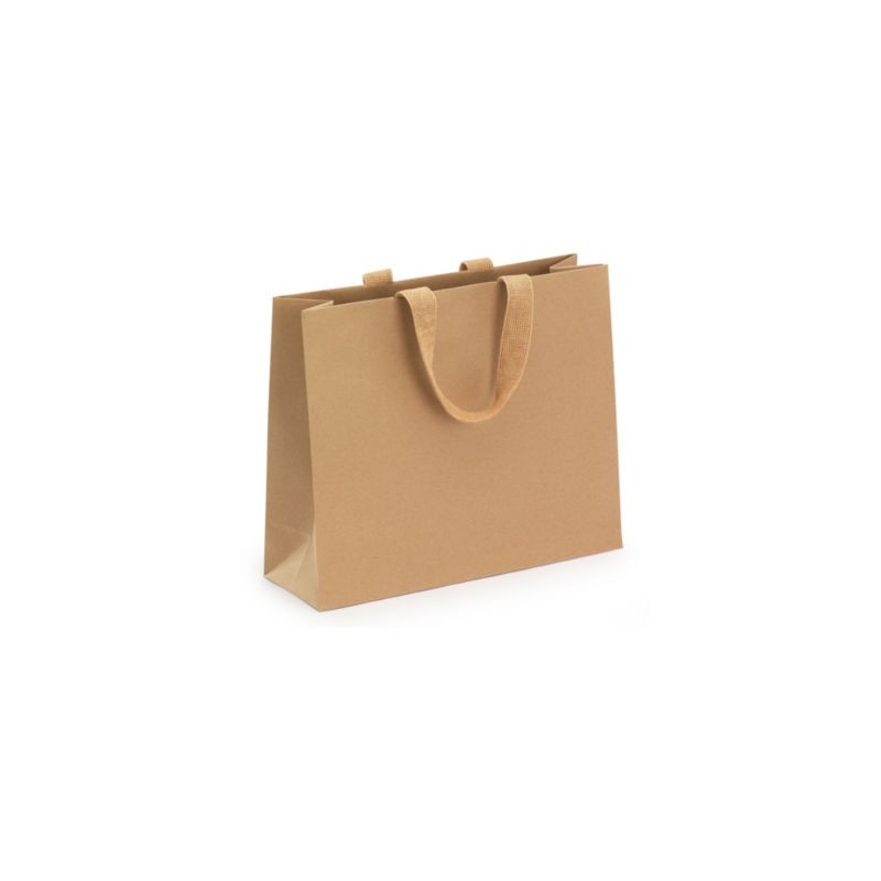 Sac kraft luxe naturel à poignées papier 30 x 25 x 10 cm - Paquet de 25