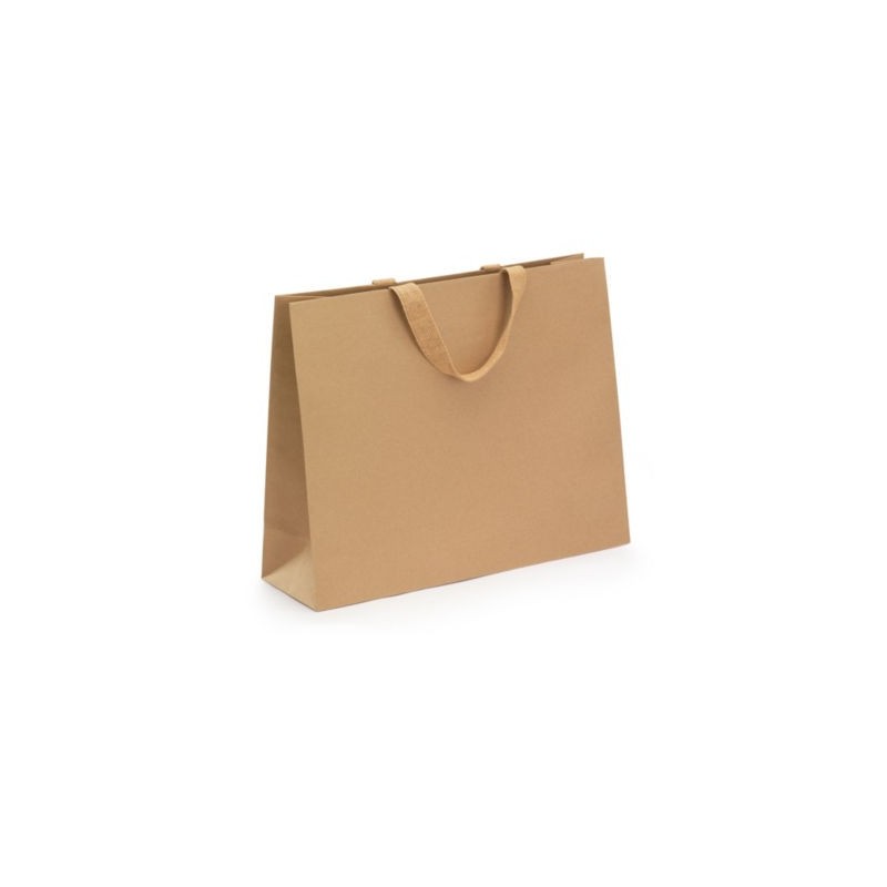 Sac kraft luxe naturel à poignées papier 40 x 32 x 12 cm - Paquet de 25