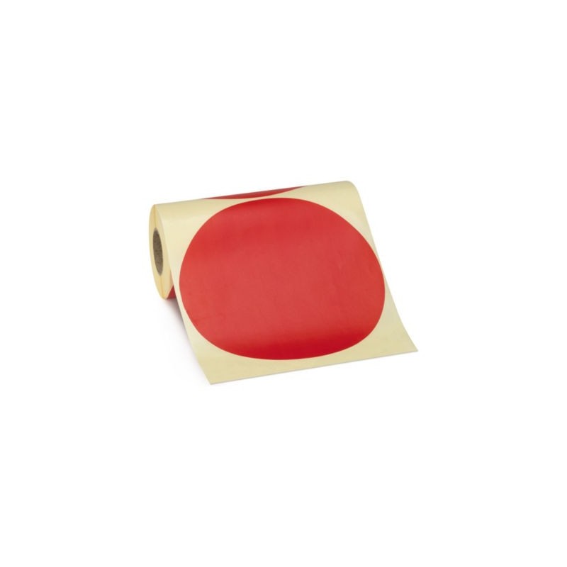 Pastille adhésive amovible en rouleau rouge 150 mm - Paquet de 250