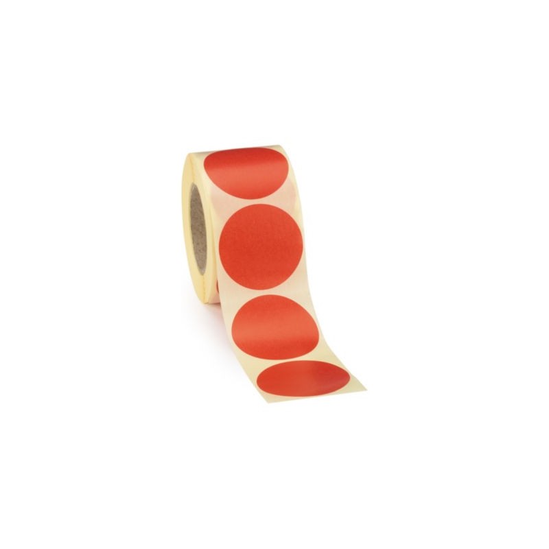 Pastille adhésive amovible en rouleau rouge 40 mm - Paquet de 500