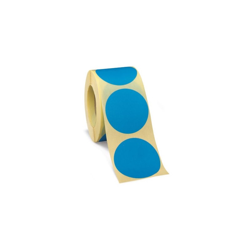 Pastille adhésive amovible en rouleau bleu 50 mm - Paquet de 500
