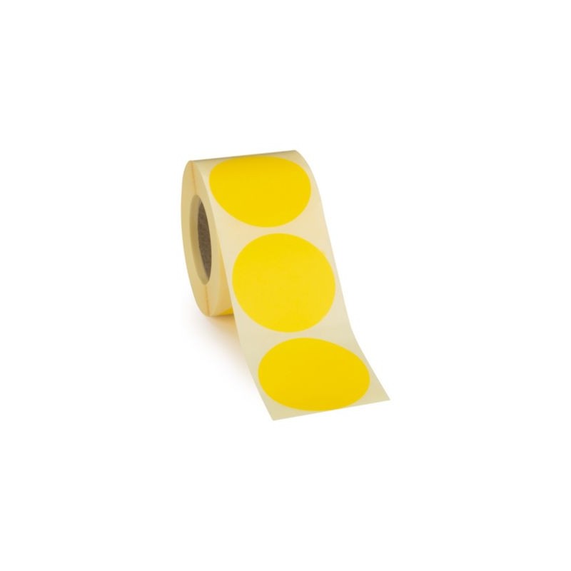 Pastille adhésive amovible en rouleau jaune 50 mm - Paquet de 500