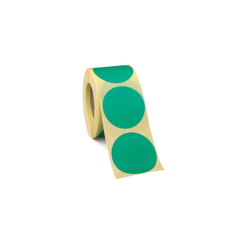 Pastille adhésive amovible en rouleau vert 50 mm - Paquet de 500