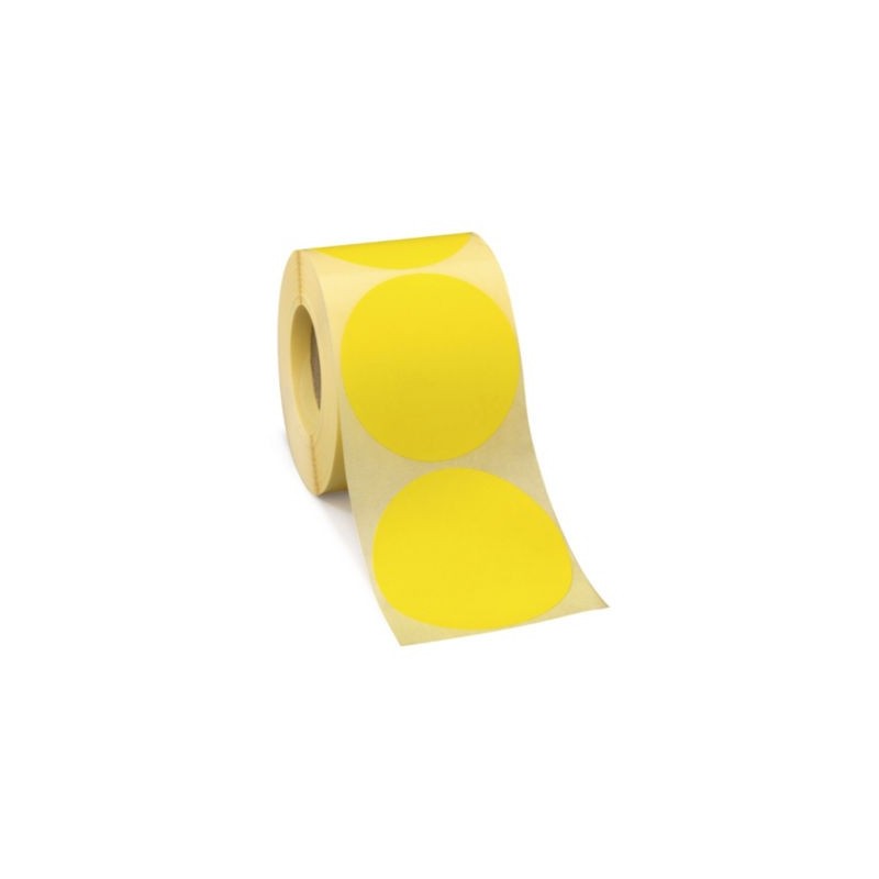 Pastille adhésive amovible en rouleau jaune 70 mm - Paquet de 500