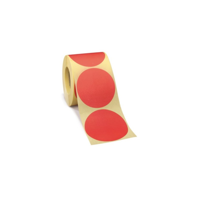 Pastille adhésive amovible en rouleau rouge 70 mm - Paquet de 500