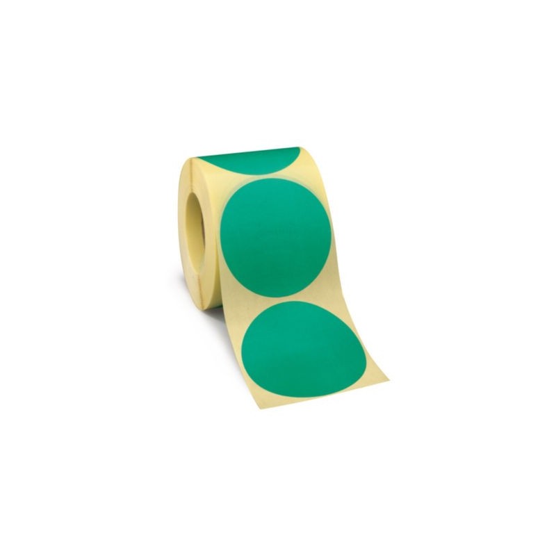 Pastille adhésive amovible en rouleau vert 70 mm - Paquet de 500