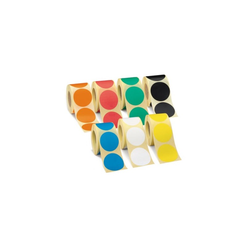 Pastille adhésive amovible en rouleau orange 90 mm - Paquet de 500