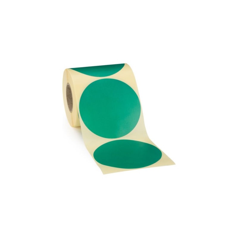 Pastille adhésive amovible en rouleau vert 90 mm - Paquet de 500