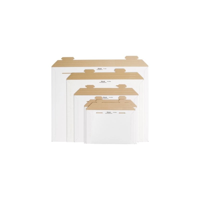 Pochette carton micro-cannelé recyclé blanche RAJA 67x52 cm - Paquet de 50