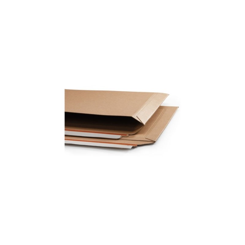 Pochette carton recyclé à fermeture adhésive - Pochette ouverture grand côté 29,2cm x 19,4cm - Paquet de 100