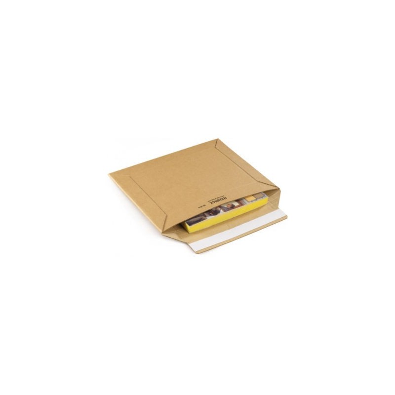Pochette carton micro-cannelé rigide brune à fermeture adhésive RAJA 25x20 cm - Paquet de 100