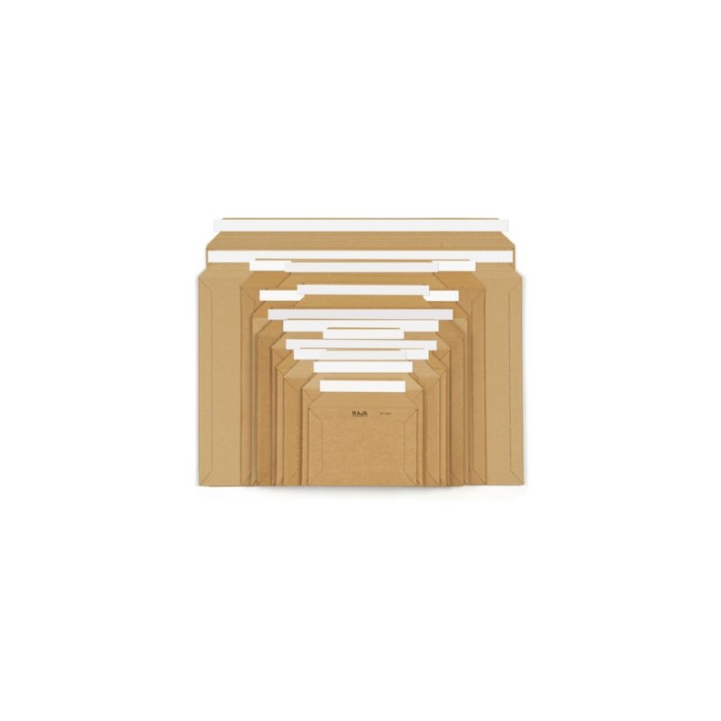 Pochette carton micro-cannelé rigide brune à fermeture adhésive RAJA 46x36 cm - Paquet de 100