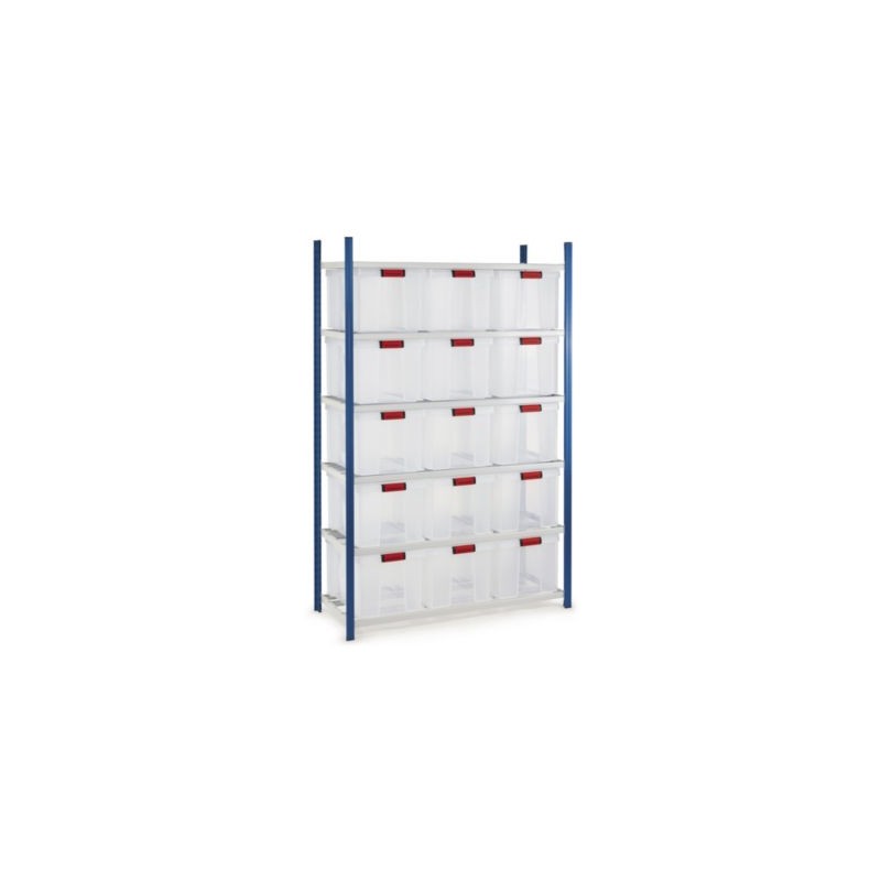 Pack de rayonnage bacs de rangement transparents 45 l