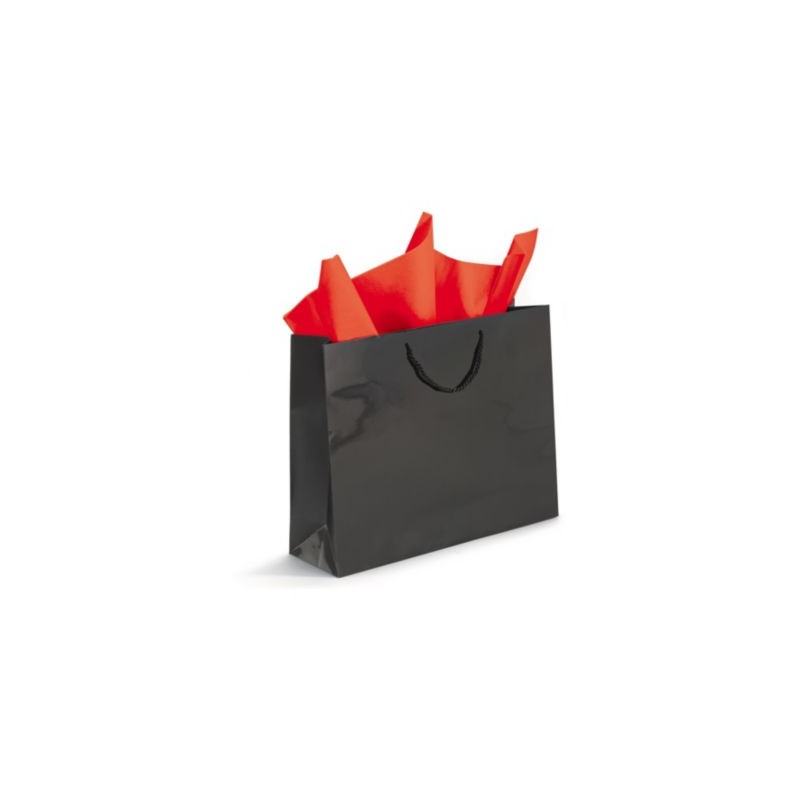 Sac pelliculé brillant noir à poignées cordelières 55 x 45 x 15 cm - Paquet de 25