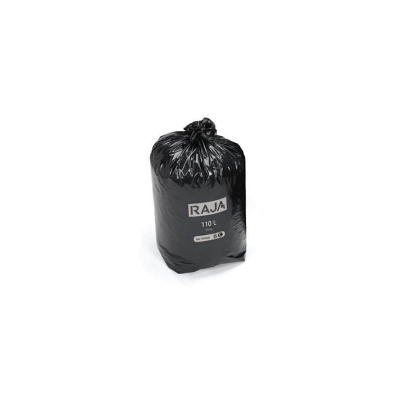 Sac poubelle recyclé qualité industrielle RAJA forte résistance 110 L - Paquet de 200