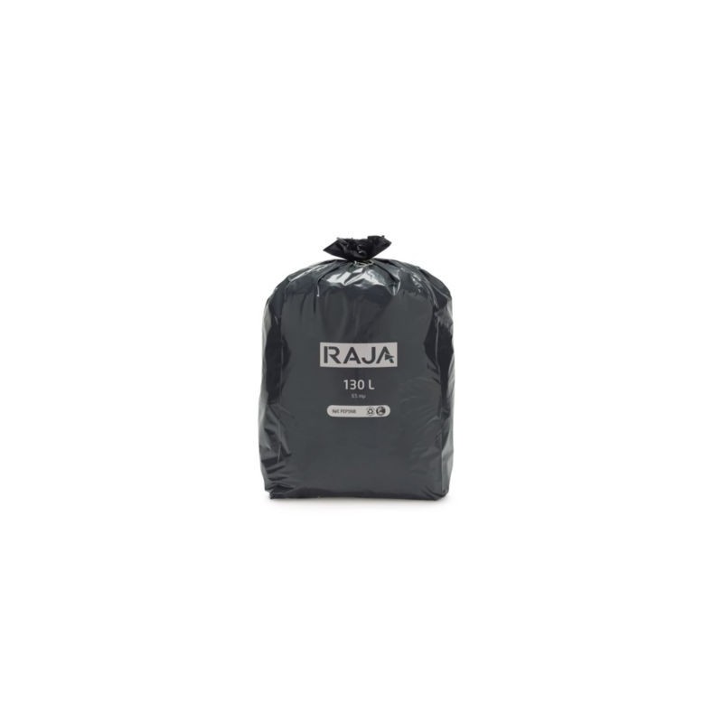 Sac poubelle recyclé qualité industrielle RAJA forte résistance 130 L - Paquet de 100