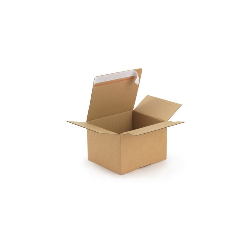 Caisse carton brune simple cannelure montage instantané fermeture adhésive RAJA 16x13x7 cm - Lot de 20