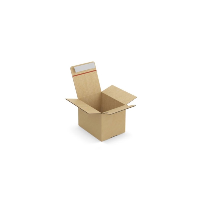 Caisse carton brune simple cannelure montage instantané fermeture adhésive RAJA 20x15x15 cm - Lot de 20