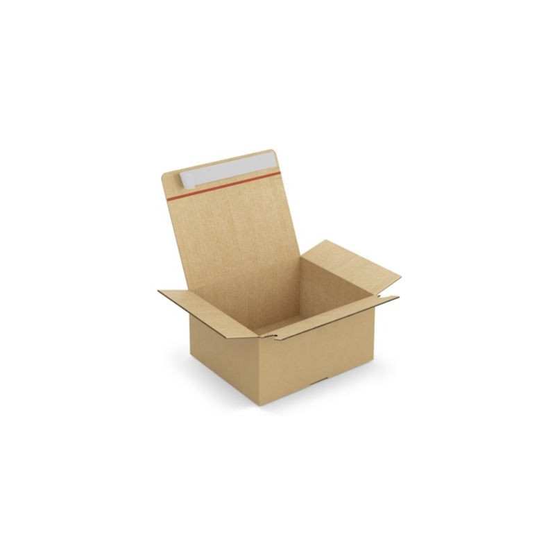 Caisse carton brune simple cannelure montage instantané fermeture adhésive RAJA 26x22x13 cm - Lot de 20