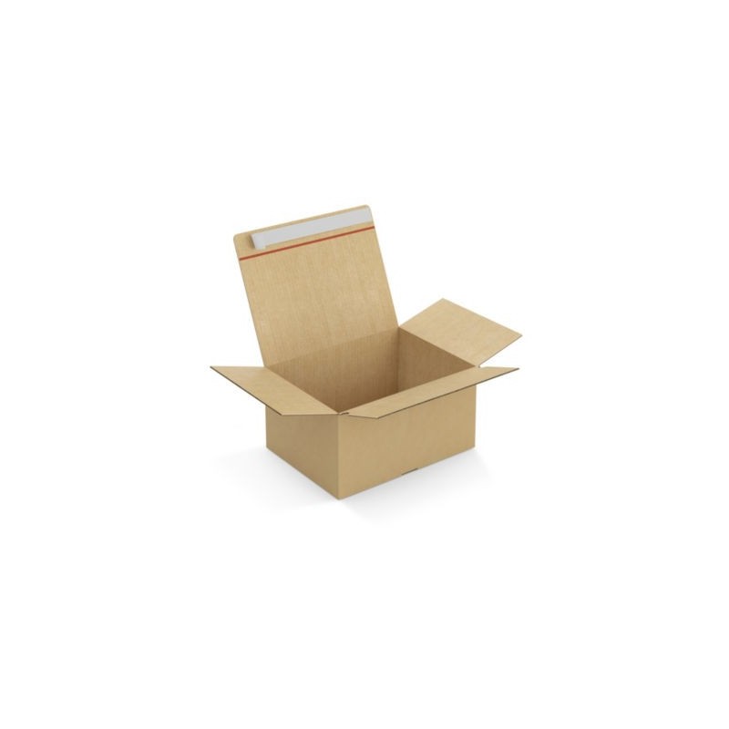 Caisse carton brune simple cannelure montage instantané fermeture adhésive RAJA 34,5x25,5x13 cm - Lot de 20