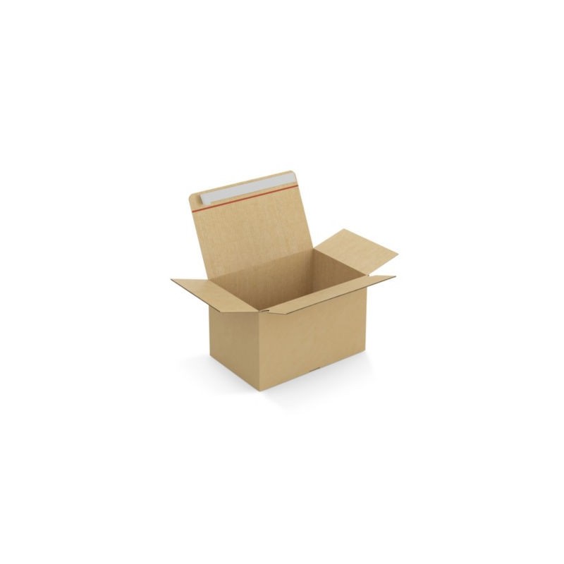 Caisse carton brune simple cannelure montage instantané fermeture adhésive RAJA 40x26x25 cm - Lot de 20