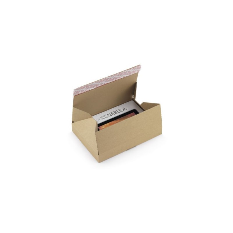 Caisse carton brune simple cannelure à montage instantané avec soufflets et fermeture adhésive  21,5x15,5x4,5 - Lot de 20