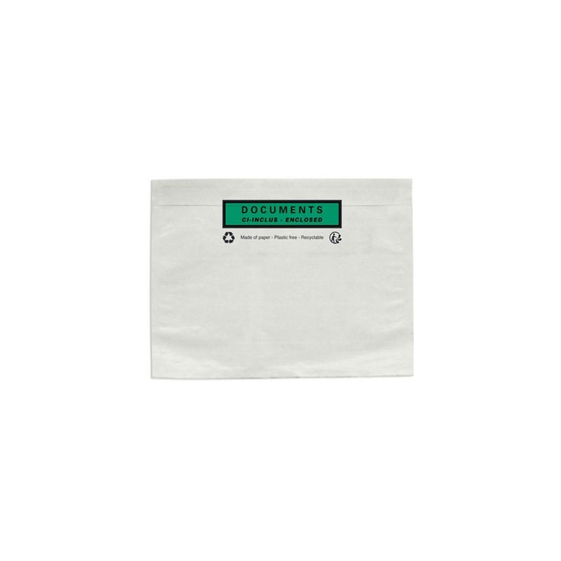 Pochette porte-documents adhésive en papier Documents ci-inclus RAJA 228 x 120 mm - Paquet de 250