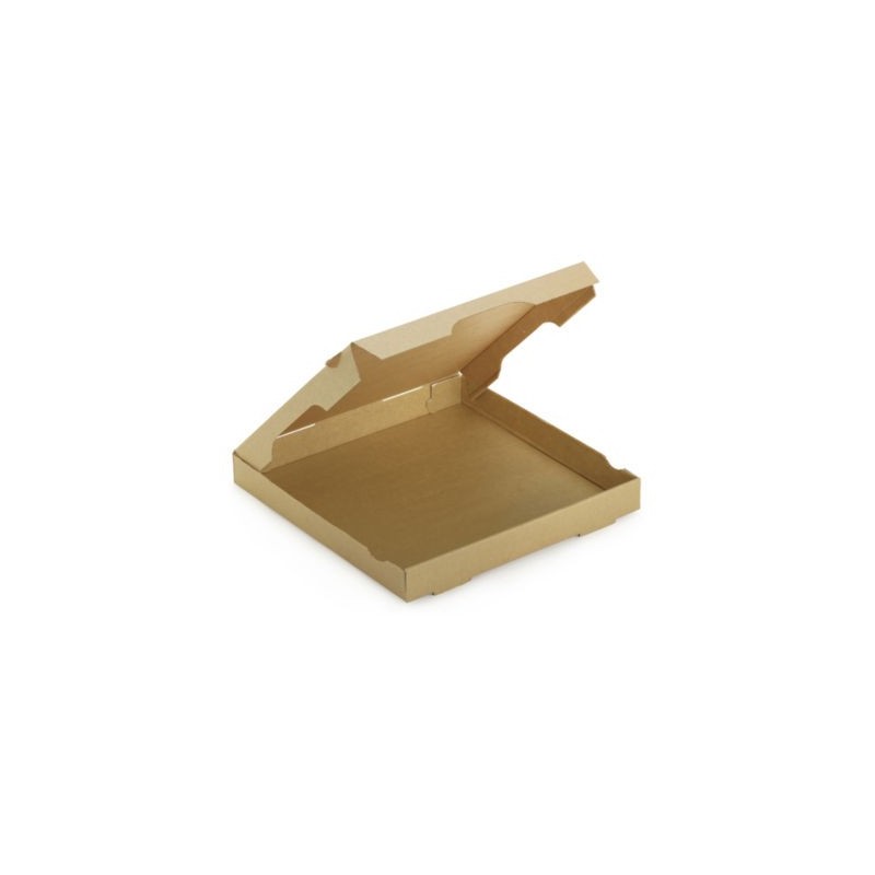 Boîte à pizza kraft avec papier ingraissable RAJA 327x322x35 mm - Paquet de 100