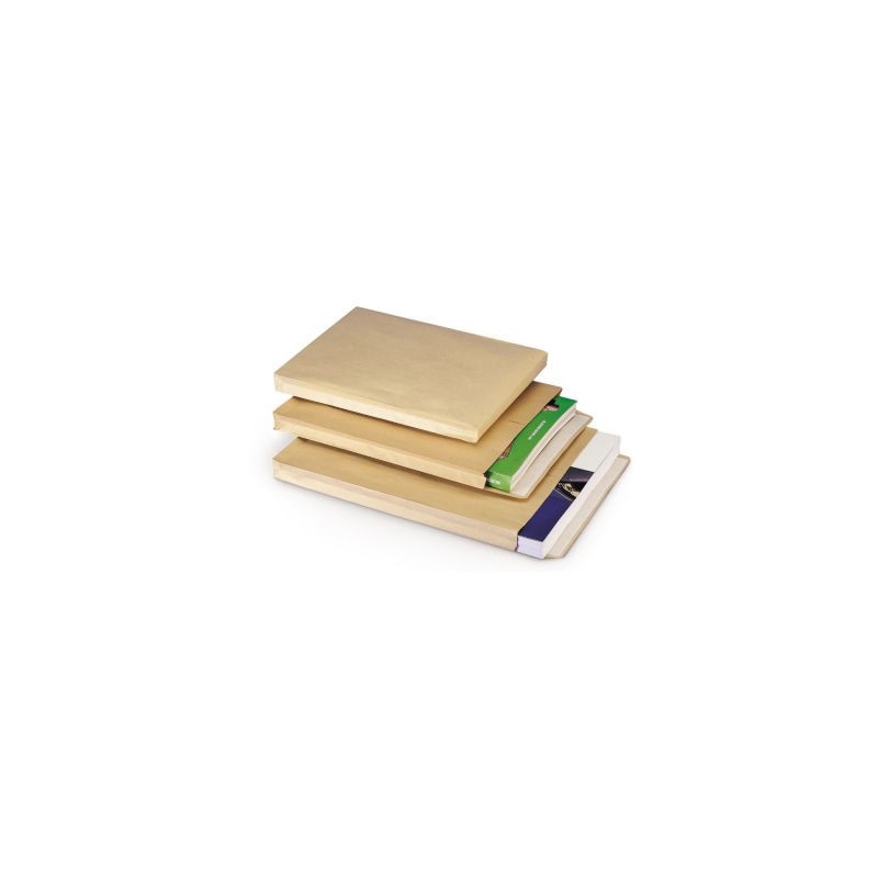 Pochette kraft brune auto-adhésive à soufflets sans fenêtre 26 - 280 x 365 mm - Paquet de 250