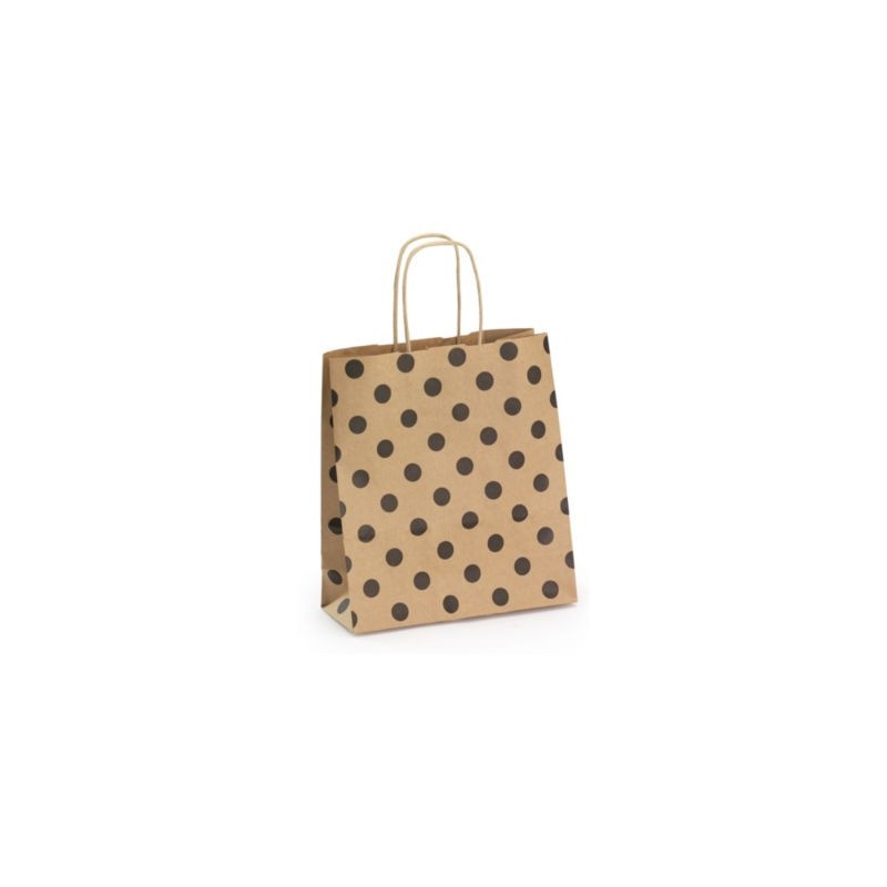 Sac kraft fantaisie à poignées torsadées 18 x 22 x 8 cm - Paquet de 50